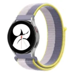 Uray store Samsung Galaxy Watch 4 Hasırlı Cırtcırtlı Kordon - Gri-Beyaz