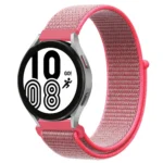 Uray store Samsung Galaxy Watch 4 Hasırlı Cırtcırtlı Kordon - Pembe