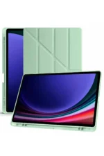 Uray store Samsung Galaxy X510 Tab S9 FE 11 Kılıf Kalemlikli Mars Tablet Kılıfı - Açık Yeşil - Görsel 4