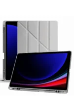 Uray store Samsung Galaxy X510 Tab S9 FE 11 Kılıf Kalemlikli Mars Tablet Kılıfı - Koyu Gri - Görsel 4