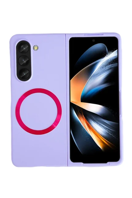 Uray store Samsung Galaxy Z Fold 5 Kılıf Mata Fold Kapak - Lila