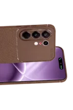 Uray store Tecno Camon 50 Pro 5G Auto Focus Karbon Kapak - Kahverengi - Görsel 2