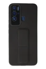 Uray store Tecno Pova Neo Kılıf Mega Standlı Silikon - Siyah