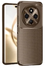 Uray store Tecno Spark 30C Kılıf Auto Focus Karbon Kapak - Kahverengi