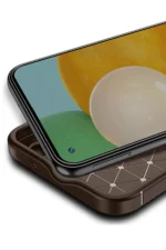 Uray store Tecno Spark 30C Kılıf Auto Focus Karbon Kapak - Kahverengi - Görsel 3