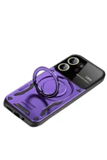 Uray store Vivo Y16 Kılıf Joy Lens Standlı Kapak - Mor - Görsel 3