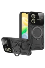 Uray store Vivo Y16 Kılıf Joy Lens Standlı Kapak - Siyah
