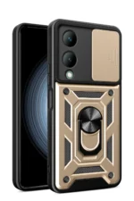 Uray store Vivo Y17S Kılıf Pars Lens Yüzüklü Silikon - Gold
