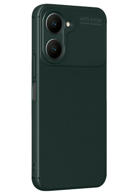 Uray store Vivo Y18 Kılıf Auto Focus Karbon Kapak - Koyu Yeşil