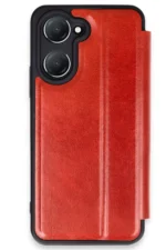 Uray store Vivo Y18 Kılıf Flip Cover - Kırmızı