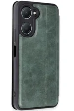 Uray store Vivo Y18 Kılıf Flip Cover - Koyu Yeşil - Görsel 2