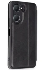 Uray store Vivo Y18 Kılıf Flip Cover - Siyah - Görsel 2