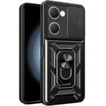 Uray store Vivo Y18 Kılıf Pars Lens Yüzüklü Silikon - Siyah