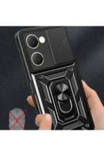 Uray store Vivo Y18 Kılıf Pars Lens Yüzüklü Silikon - Siyah - Görsel 3