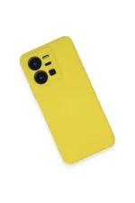 Uray store Vivo Y35 Kılıf Nano içi Kadife Silikon - Sarı - Görsel 3
