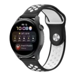 Uray store Watch 22mm Spor Delikli Kordon - Siyah-Beyaz