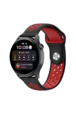 Uray store Watch 22mm Spor Delikli Kordon - Siyah-Kırmızı