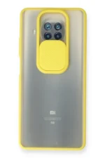 Uray store Xiaomi Mi 10T Lite Kılıf Palm Buzlu Kamera Sürgülü Silikon - Sarı