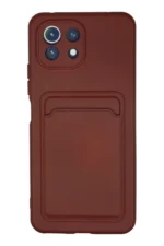 Uray store Xiaomi Mi 11 Kılıf Kelvin Kartvizitli Silikon - Bordo