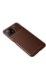Uray store Xiaomi Mİ 11 Lite Kılıf Auto Focus Karbon Kapak - Kahverengi - Görsel 4