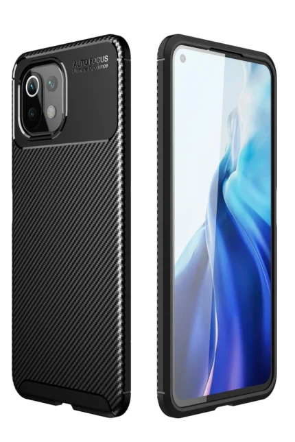 Uray store Xiaomi Mİ 11 Lite Kılıf Auto Focus Karbon Kapak - Siyah