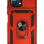 Uray store Xiaomi Mİ 11 Lite Kılıf Pars Lens Yüzüklü Silikon - Kırmızı