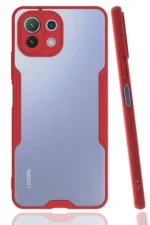 Uray store Xiaomi Mİ 11 Lite Kılıf Platin Silikon - Kırmızı