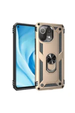 Uray store Xiaomi Mİ 11 Lite Kılıf Sofya Yüzüklü Silikon Kapak - Gold