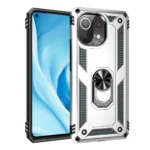 Uray store Xiaomi Mİ 11 Lite Kılıf Sofya Yüzüklü Silikon Kapak - Gümüş