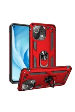 Uray store Xiaomi Mİ 11 Lite Kılıf Sofya Yüzüklü Silikon Kapak - Kırmızı - Görsel 2