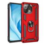 Uray store Xiaomi Mİ 11 Lite Kılıf Sofya Yüzüklü Silikon Kapak - Kırmızı
