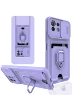 Uray store Xiaomi Mİ 11 Lite Kılıf Zuma Kartvizitli Yüzüklü Silikon - Lila
