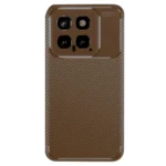 Uray store Xiaomi Mi 14T Kılıf Auto Focus Karbon Kapak - Kahverengi