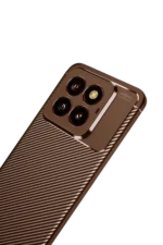 Uray store Xiaomi Mi 14T Pro Kılıf Auto Focus Karbon Kapak - Kahverengi - Görsel 3