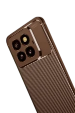 Uray store Xiaomi Mi 14T Pro Kılıf Auto Focus Karbon Kapak - Kahverengi - Görsel 4