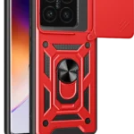 Uray store Xiaomi Mi 14T Pro Kılıf Pars Lens Yüzüklü Silikon - Kırmızı