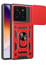 Uray store Xiaomi Mi 14T Pro Kılıf Pars Lens Yüzüklü Silikon - Kırmızı