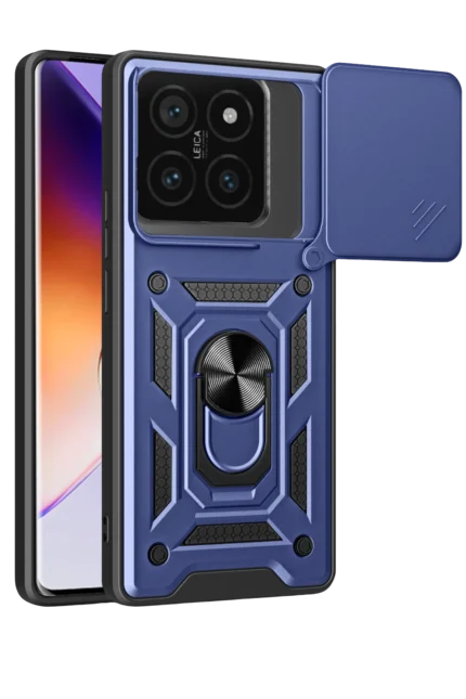 Uray store Xiaomi Mi 14T Pro Kılıf Pars Lens Yüzüklü Silikon - Lacivert