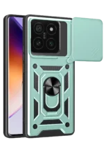 Uray store Xiaomi Mi 14T Pro Kılıf Pars Lens Yüzüklü Silikon - Yeşil