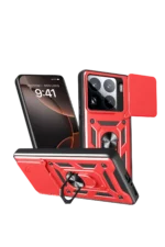 Uray store Xiaomi Mi 15 Pro Kılıf Pars Lens Yüzüklü Silikon - Kırmızı