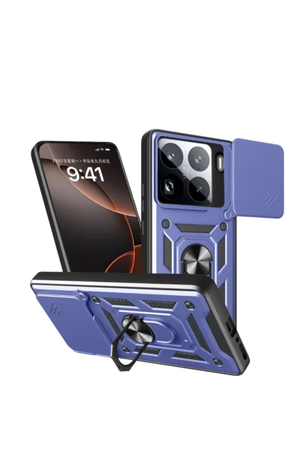 Uray store Xiaomi Mi 15 Pro Kılıf Pars Lens Yüzüklü Silikon - Lacivert