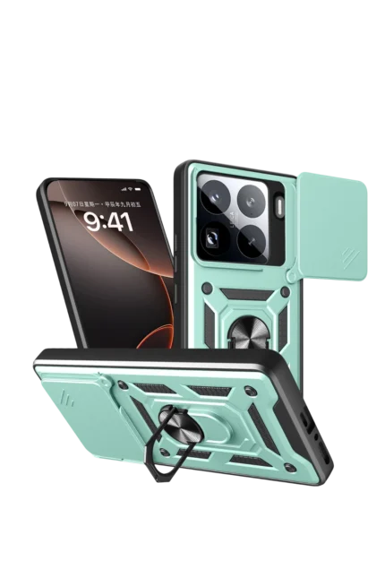 Uray store Xiaomi Mi 15 Pro Kılıf Pars Lens Yüzüklü Silikon - Yeşil