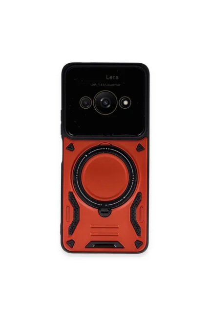 Uray store Xiaomi Poco C61 Kılıf Joy Lens Standlı Kapak - Kırmızı