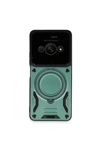 Uray store Xiaomi Poco C61 Kılıf Joy Lens Standlı Kapak - Koyu Yeşil