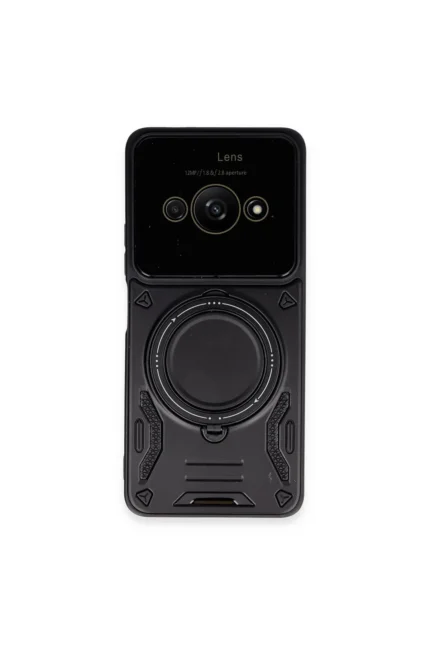 Uray store Xiaomi Poco C61 Kılıf Joy Lens Standlı Kapak - Siyah