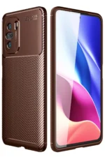 Uray store Xiaomi Poco F3 Kılıf Auto Focus Karbon Kapak - Kahverengi