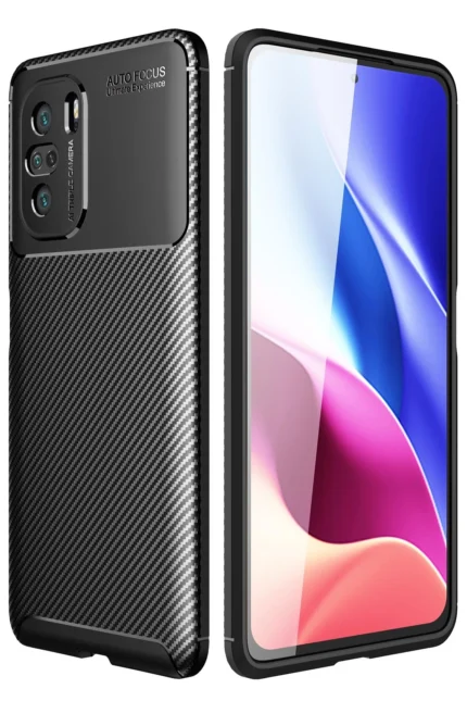 Uray store Xiaomi Poco F3 Kılıf Auto Focus Karbon Kapak - Siyah
