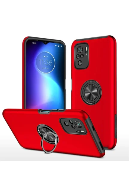 Uray store Xiaomi Poco F3 Kılıf Elit Yüzüklü Kapak - Kırmızı
