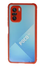 Uray store Xiaomi Poco F3 Kılıf Miami Şeffaf Silikon - Kırmızı