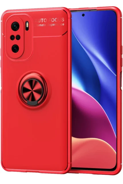 Uray store Xiaomi Poco F3 Kılıf Range Yüzüklü Silikon - Kırmızı